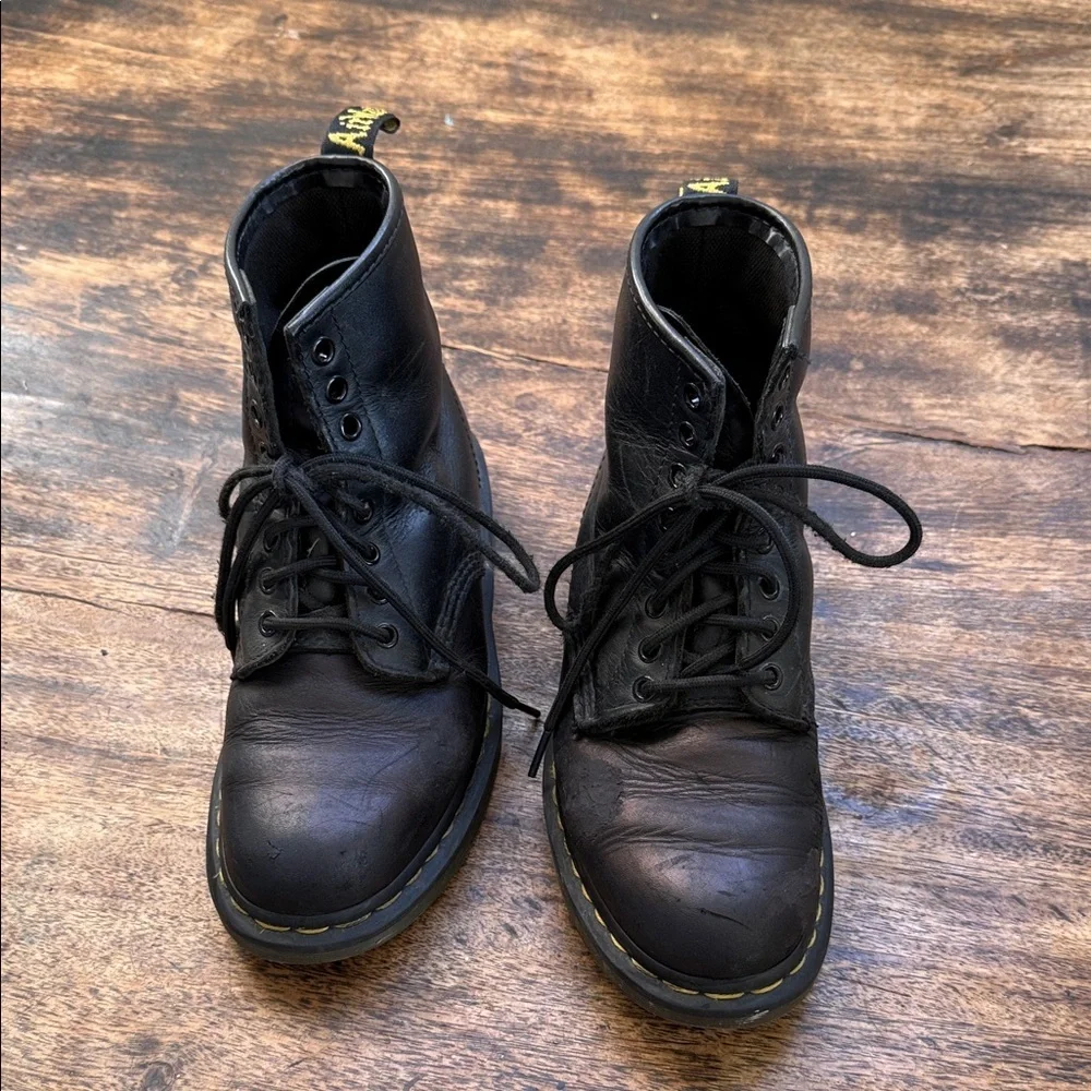 Dr. Martens Black Leather Combat Boots - Picture 2 of 12